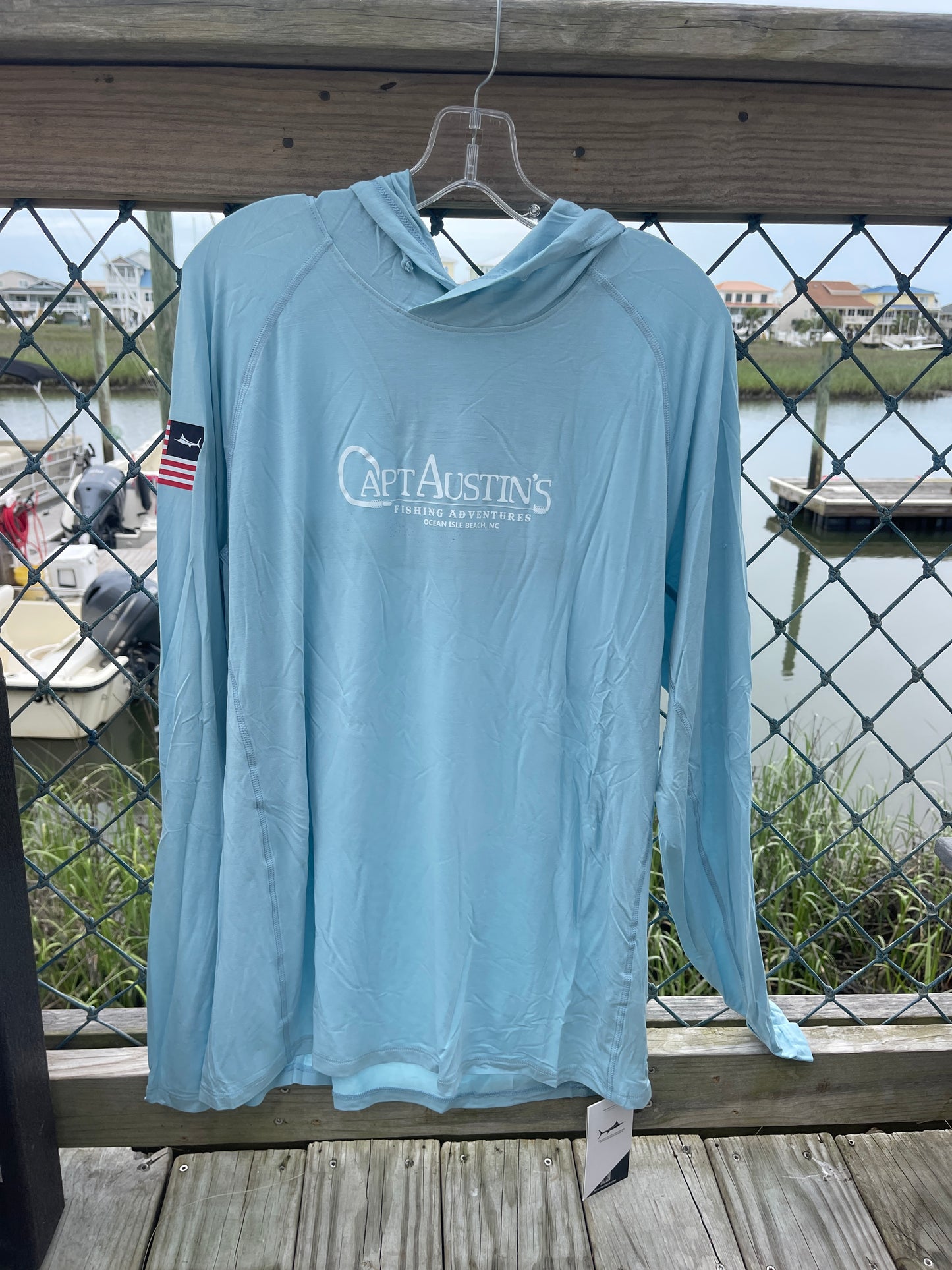 Captain Austin's Fishing Adventures Long Sleeve Hooded Performance Shirt