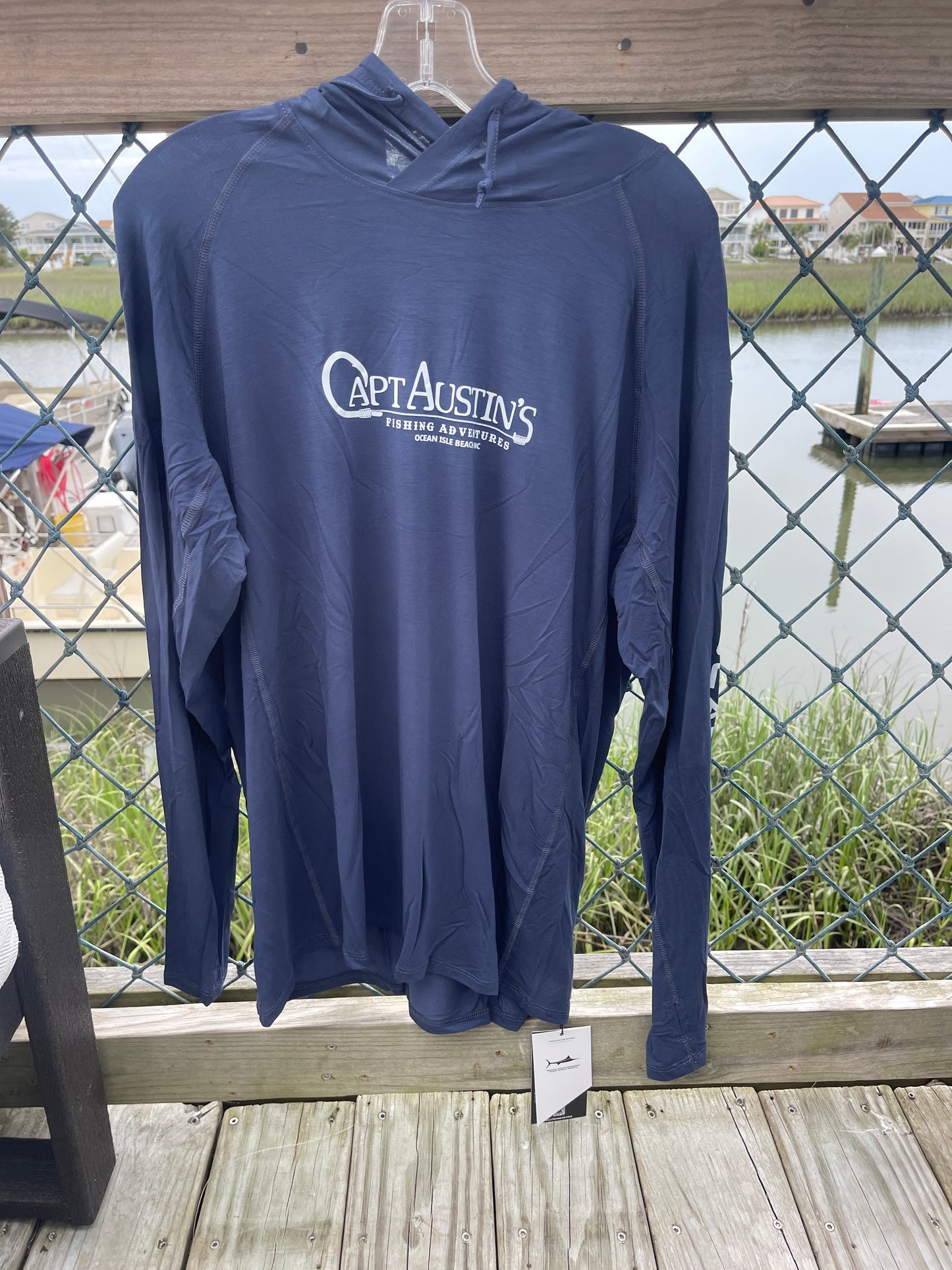 Captain Austin's Fishing Adventures Long Sleeve Hooded Performance Shirt